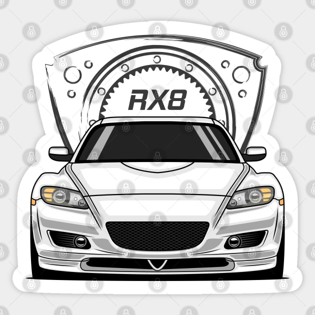 White RX8 JDM Sticker by GoldenTuners